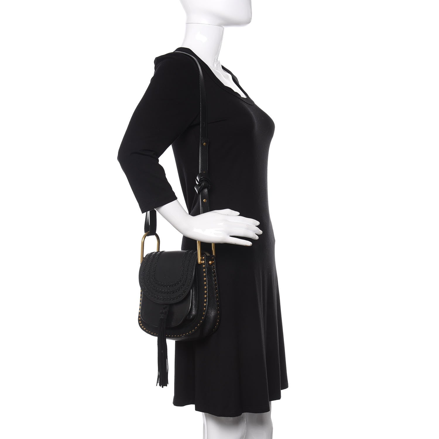Chloe Calfskin Braided Small Hudson Shoulder Bag Black 2 of 9
