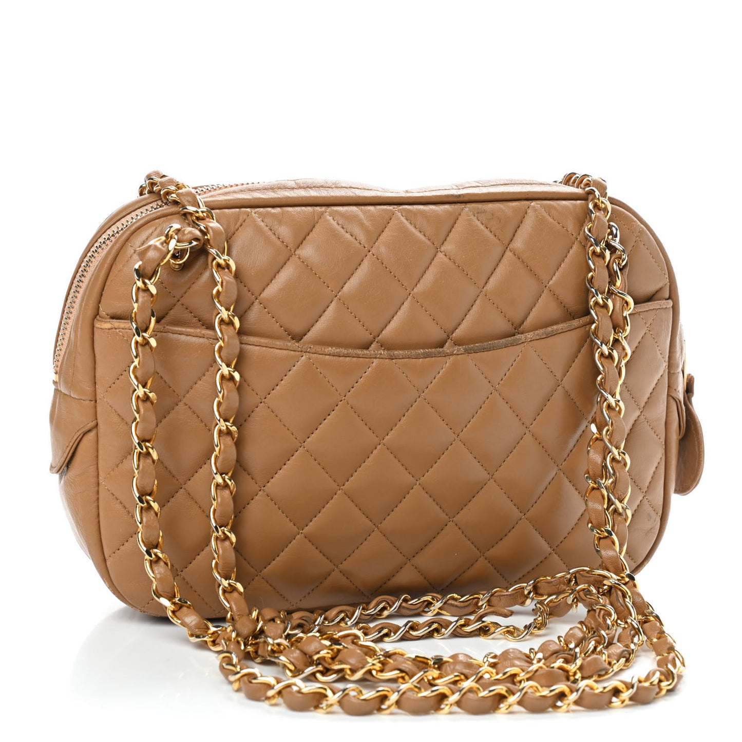 Lambskin Quilted Camera Case Beige