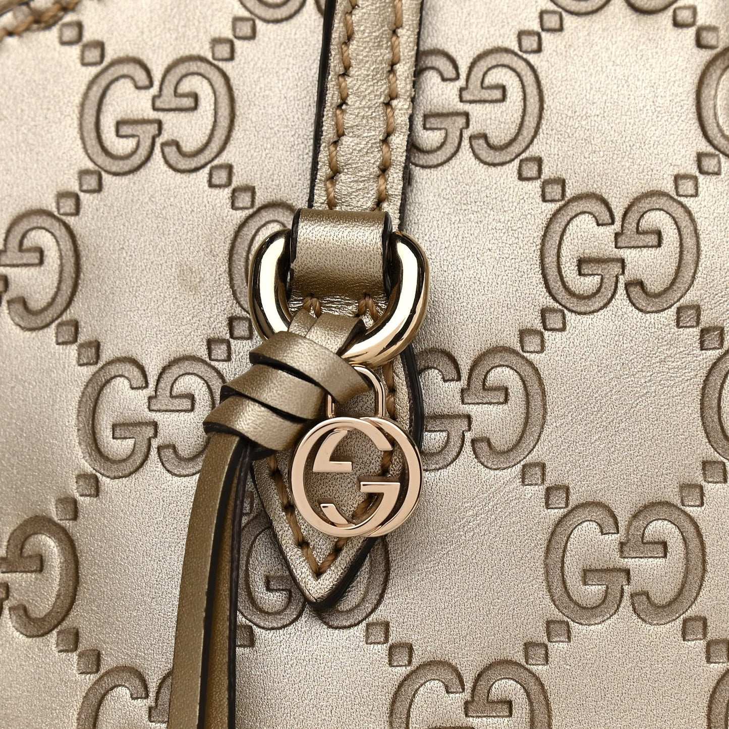 Metallic Guccissima Medium Bree Shoulder Bag Golden Beige