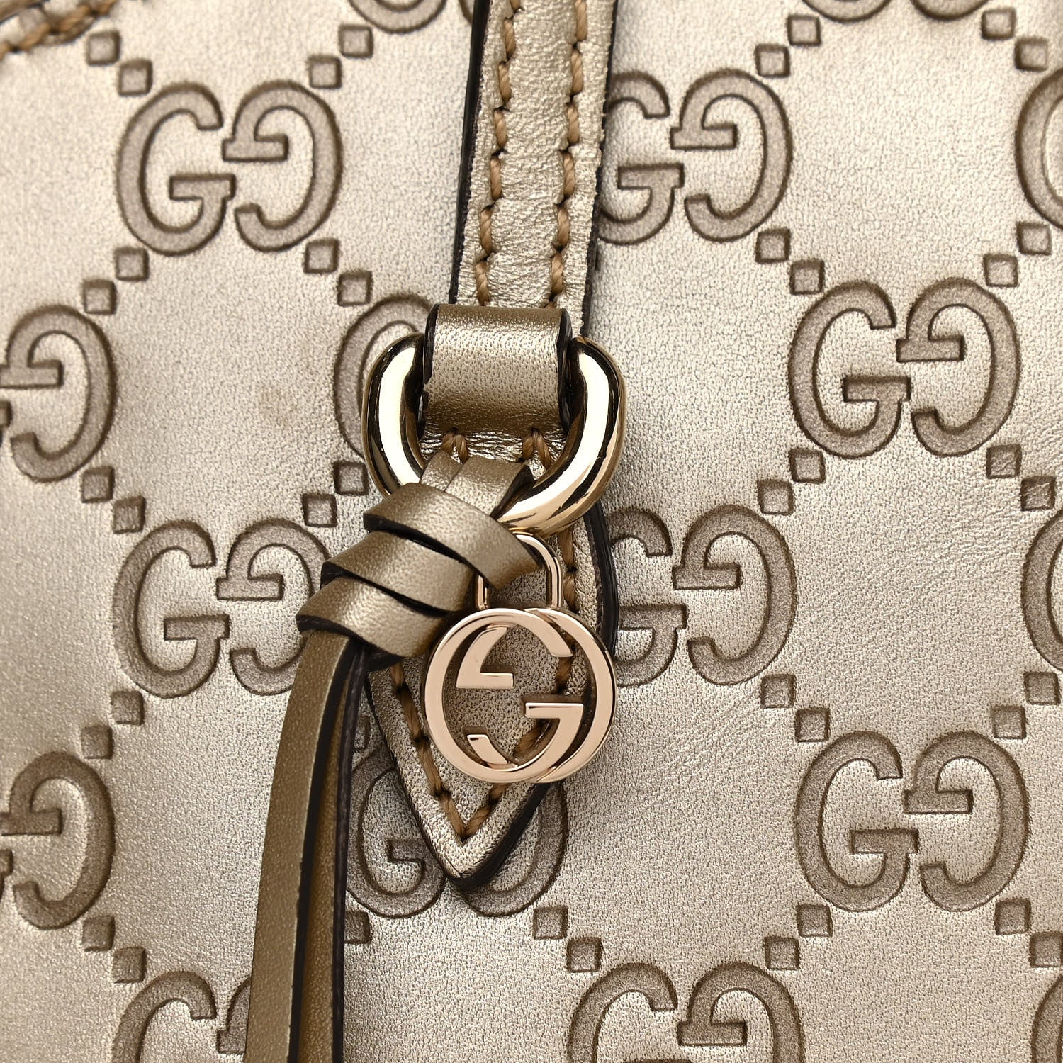 Gucci Metallic Guccissima Medium Bree Shoulder Bag Golden Beige 8 of 11