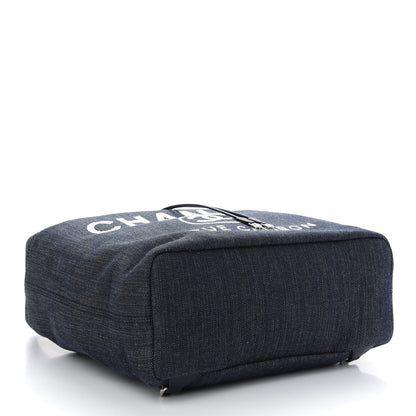 Chanel Denim Large Deauville Backpack Dark Blue 4 of 9