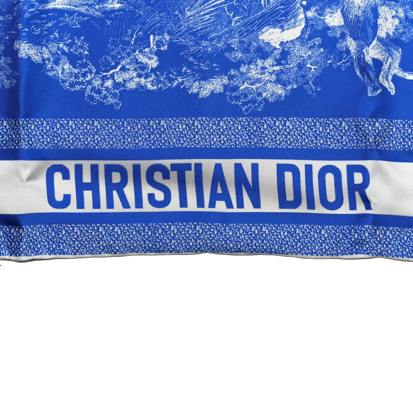 Silk Toile De Jouy Scarf Blue