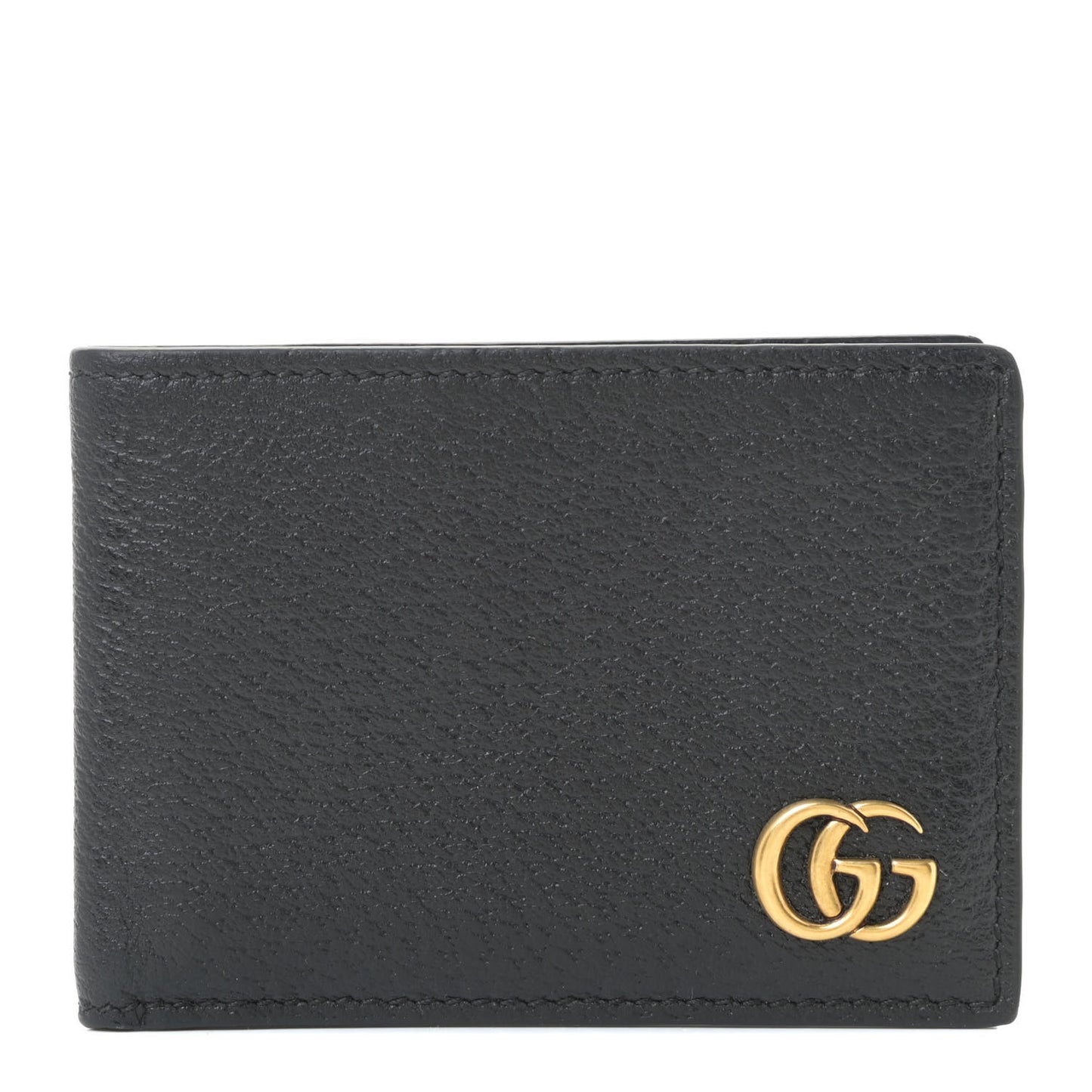 Calfskin Boar Effect GG Marmont Bi-Fold Wallet Black
