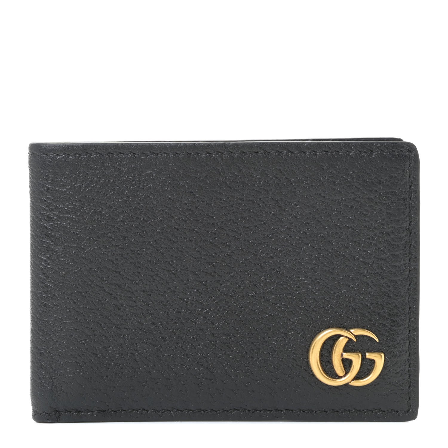 Gucci Calfskin Boar Effect GG Marmont Bi-Fold Wallet Black 1 of 10