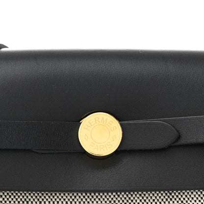 Hermes Military Toile Vache Hunter Herbag Zip Retourne 20 Ecru Black 8 of 11