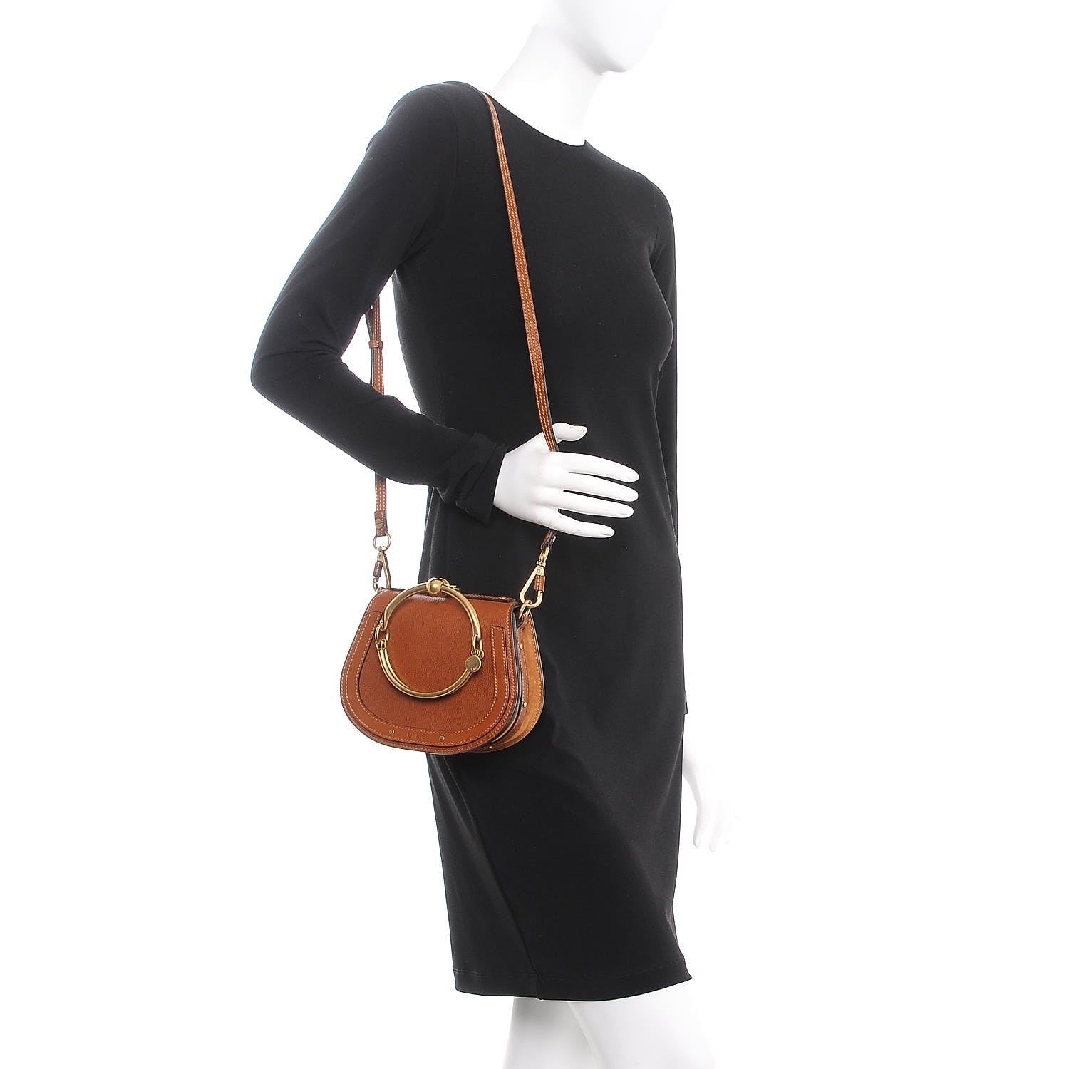 Chloe Calfskin Suede Small Nile Bracelet Bag Caramel 2 of 10