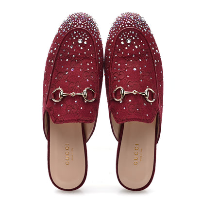 Gucci Crystal Canvas GG Monogram Nappa Womens Princetown Slippers 37.5 Rosso Ancora 5 of 9