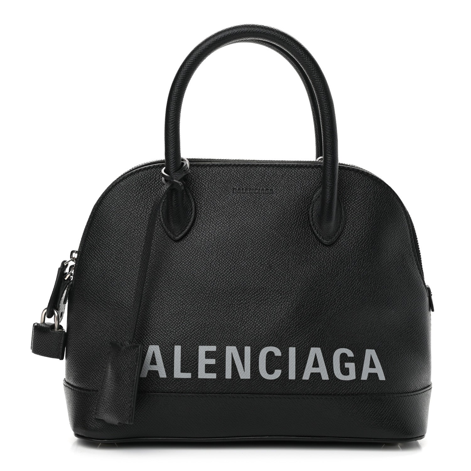 Balenciaga Signature Grained Calfskin Logo S Ville Top Handle Bag Black Grey 1 of 10