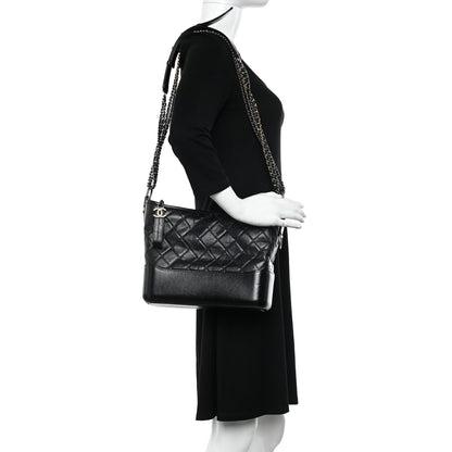 Chanel Aged Calfskin Quilted Medium Gabrielle Hobo Black 2 of 10