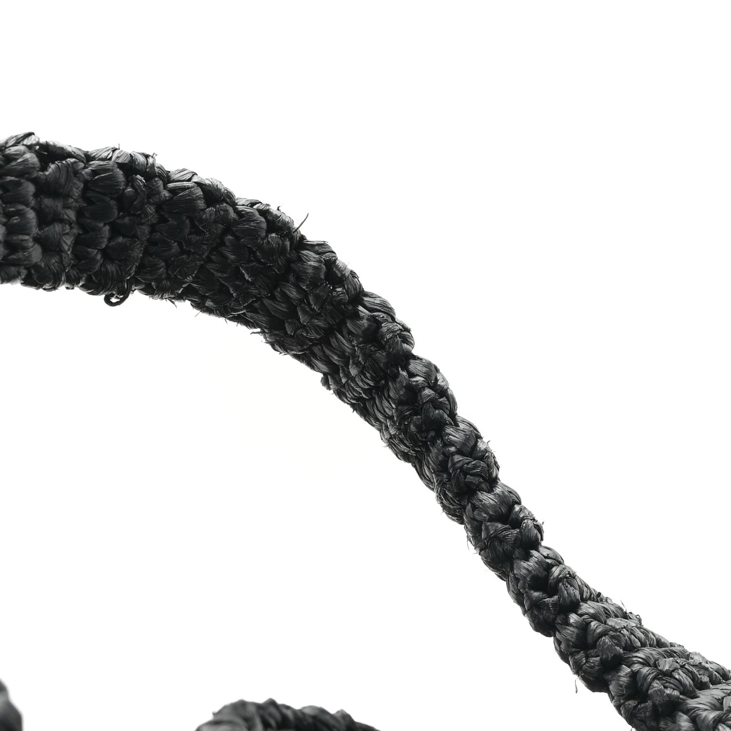 Yarn Raffia Effect Crochet Logo Tote Black