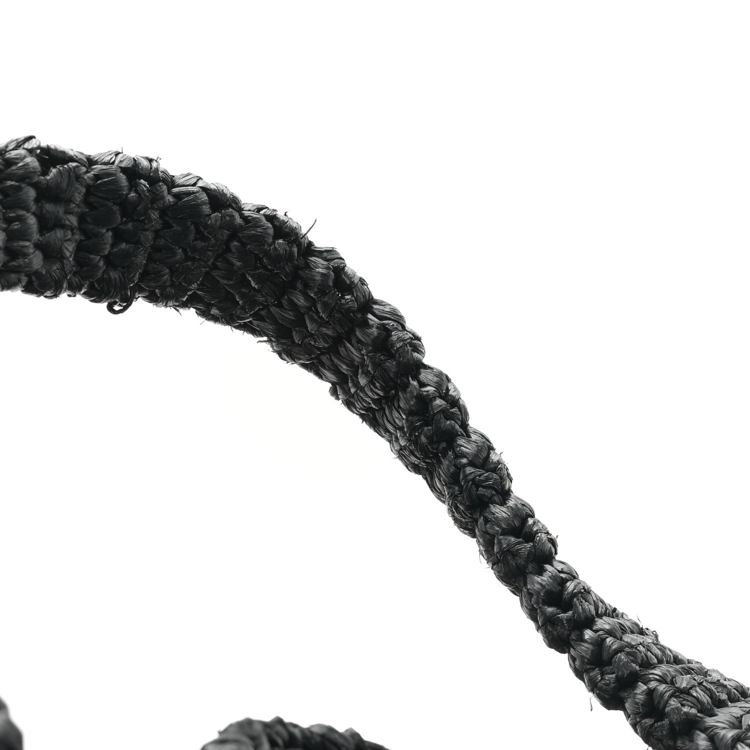 Prada Yarn Raffia Effect Crochet Logo Tote Black 11 of 12