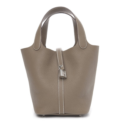 Hermes Taurillon Clemence Picotin Lock 18 PM Etoupe 1 of 9