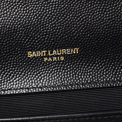 Saint Laurent Grain De Poudre Textured Mixed Matelasse Triquilt Medium Monogram Satchel Black 7 of 10
