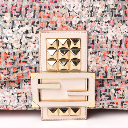 Fendi ENDI Zucchino Vitello Floral Studded Forever Mama Baguette Rosa Papaya Rosa Confetto 14 of 17