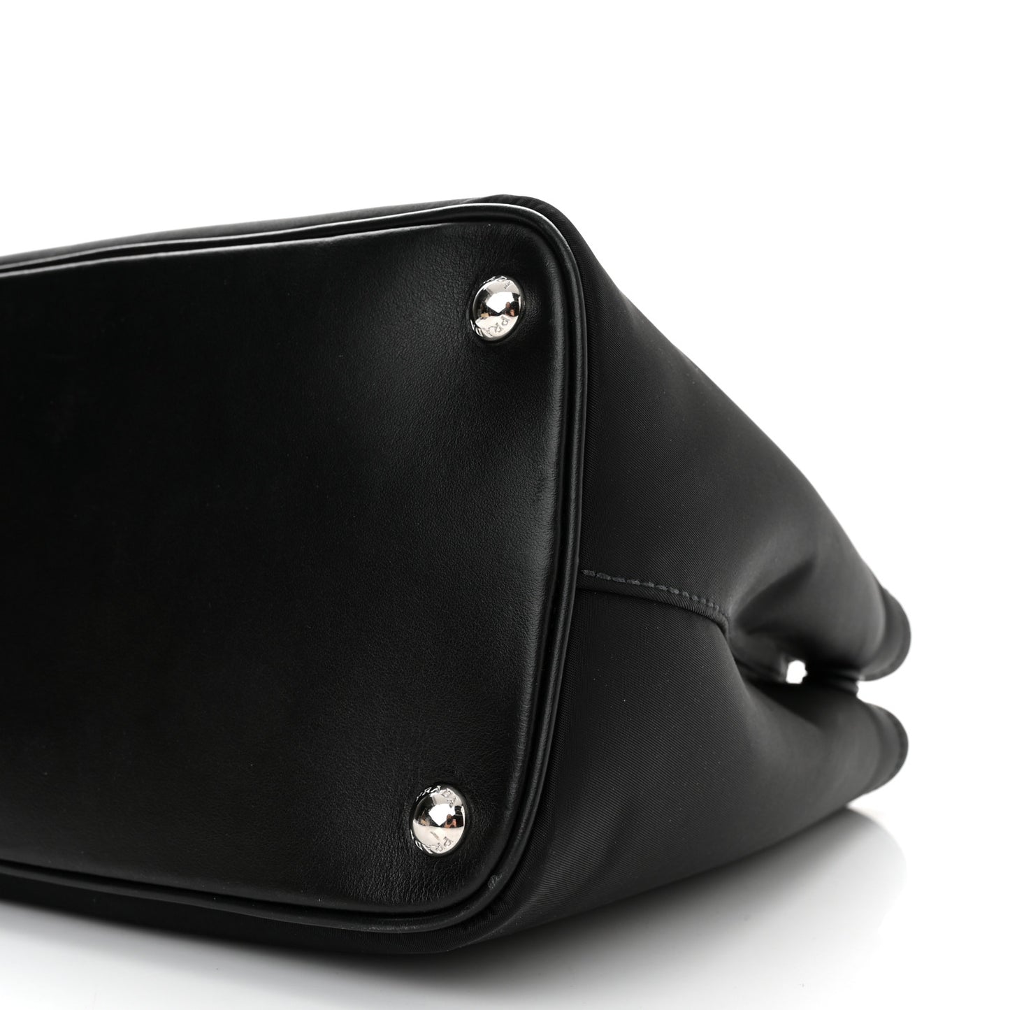 Tessuto Nylon Vitello Medium Double Bag Black
