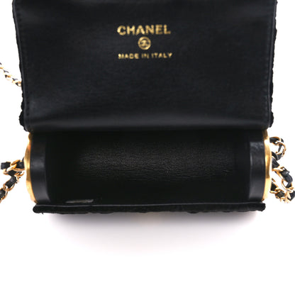 Chanel Velvet Camellia Embossed Jewel Belt Card Holder With Chain Black 5 of 10