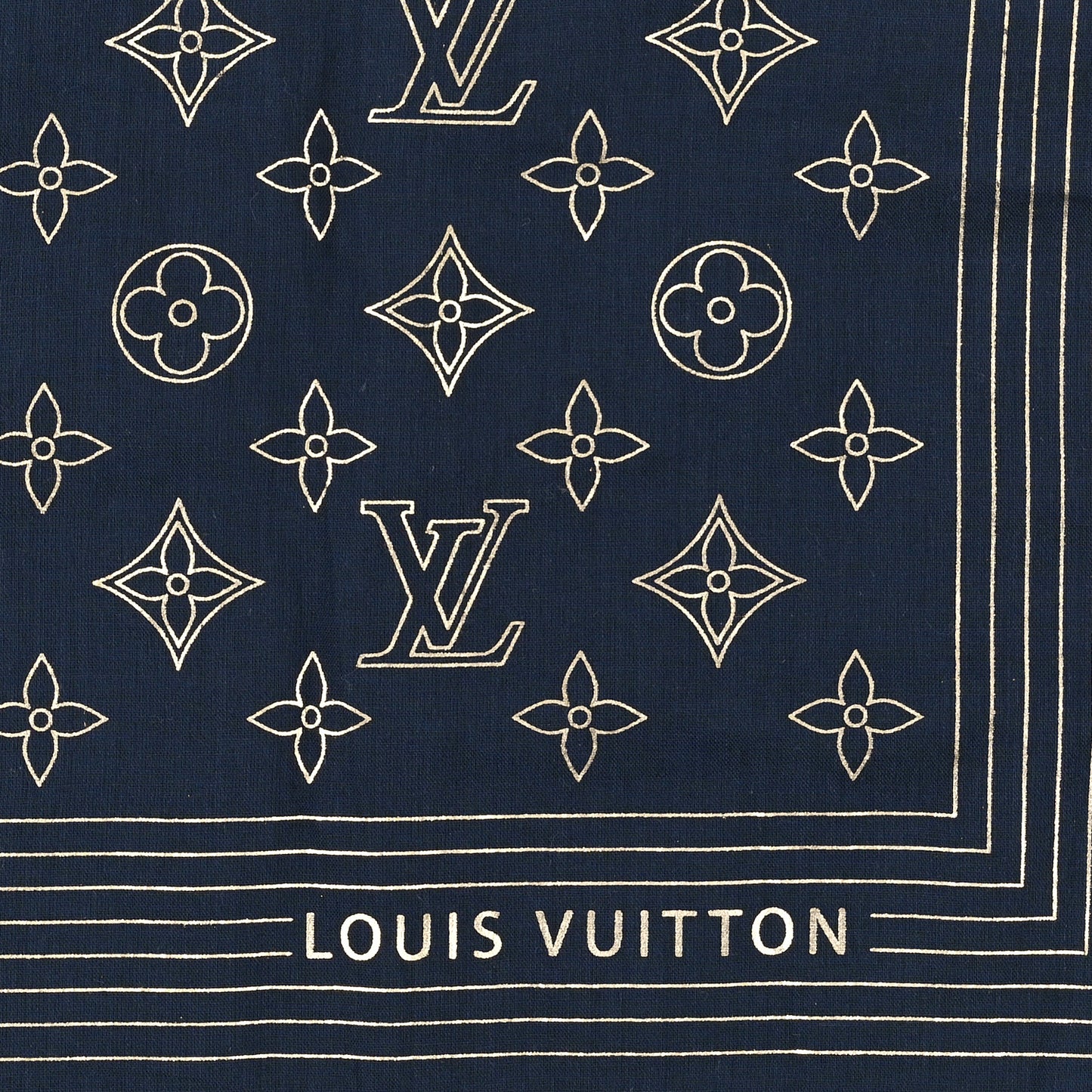 Cotton Monogram Bandana Scarf Blue