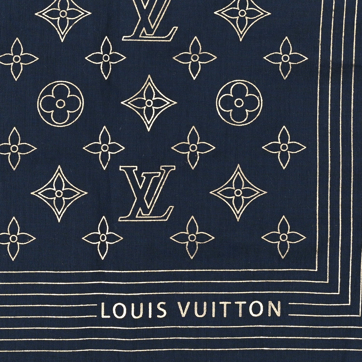 Louis Vuitton Cotton Monogram Bandana Scarf Blue 2 of 3