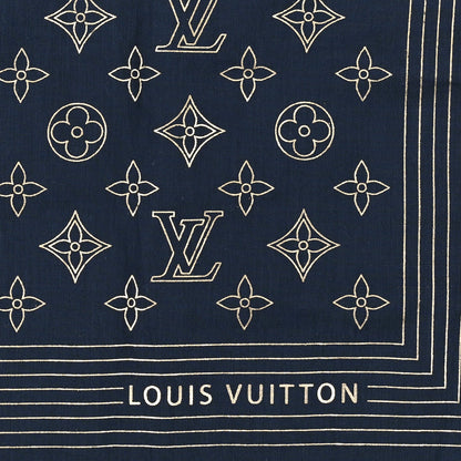 Louis Vuitton Cotton Monogram Bandana Scarf Blue 2 of 3