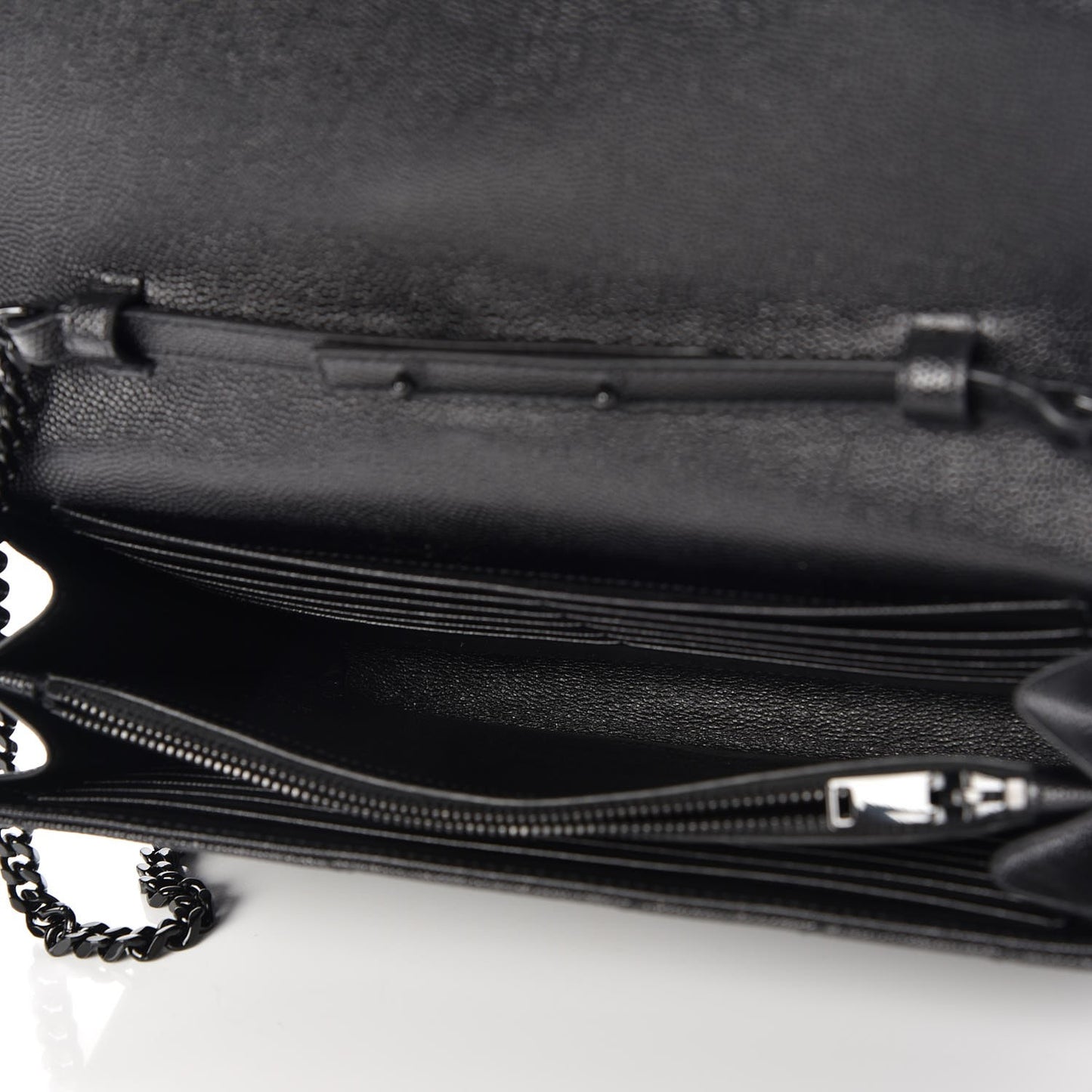 Grain De Poudre Matelasse Chevron Monogram Chain Wallet Black