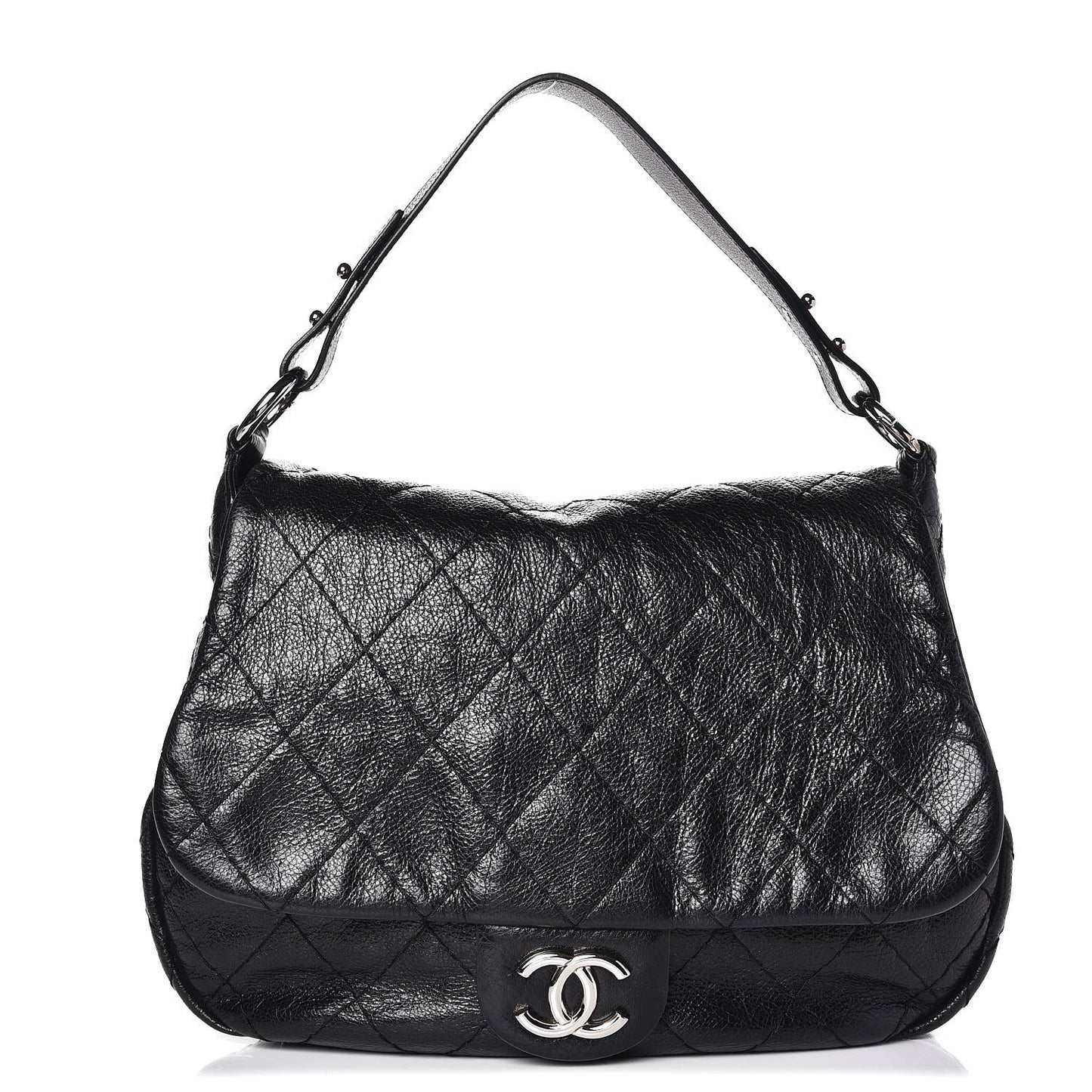 Glazed Calfskin Stitched XL On The Road Flap Black