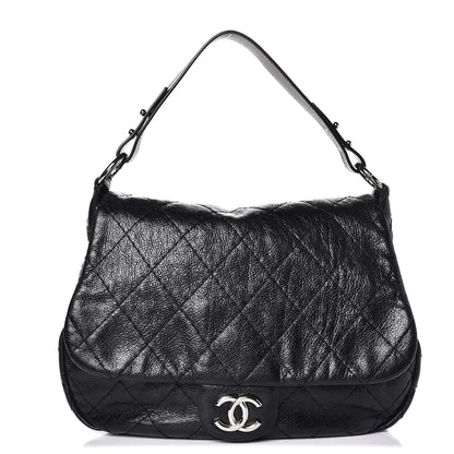 Chanel Glazed Calfskin Stitched XL On The Road Flap Black 1 of 7