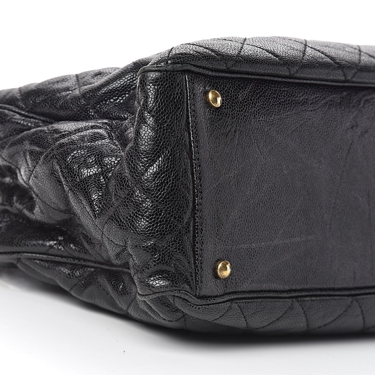 Glazed Caviar Quilted Small Shiva Tote Black