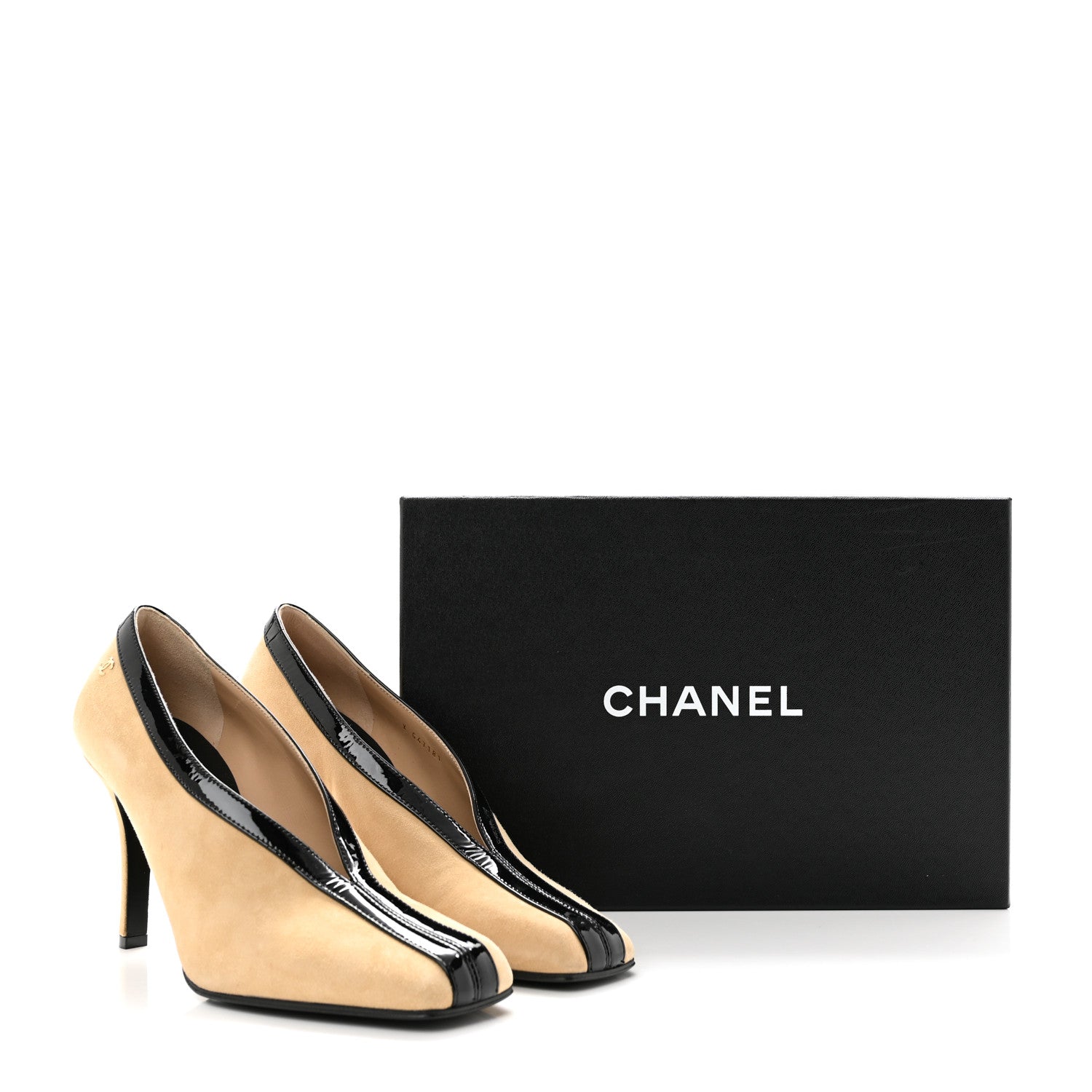 Chanel Suede Patent Calfskin Pumps 38.5 Beige Black 10 of 10