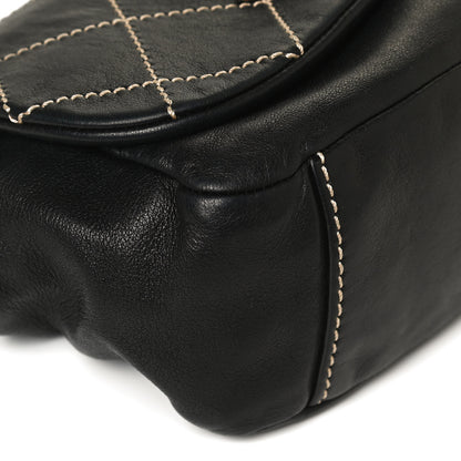 Chanel Lambskin Contrast Stitch Small Surpique Accordion Flap Black 12 of 13