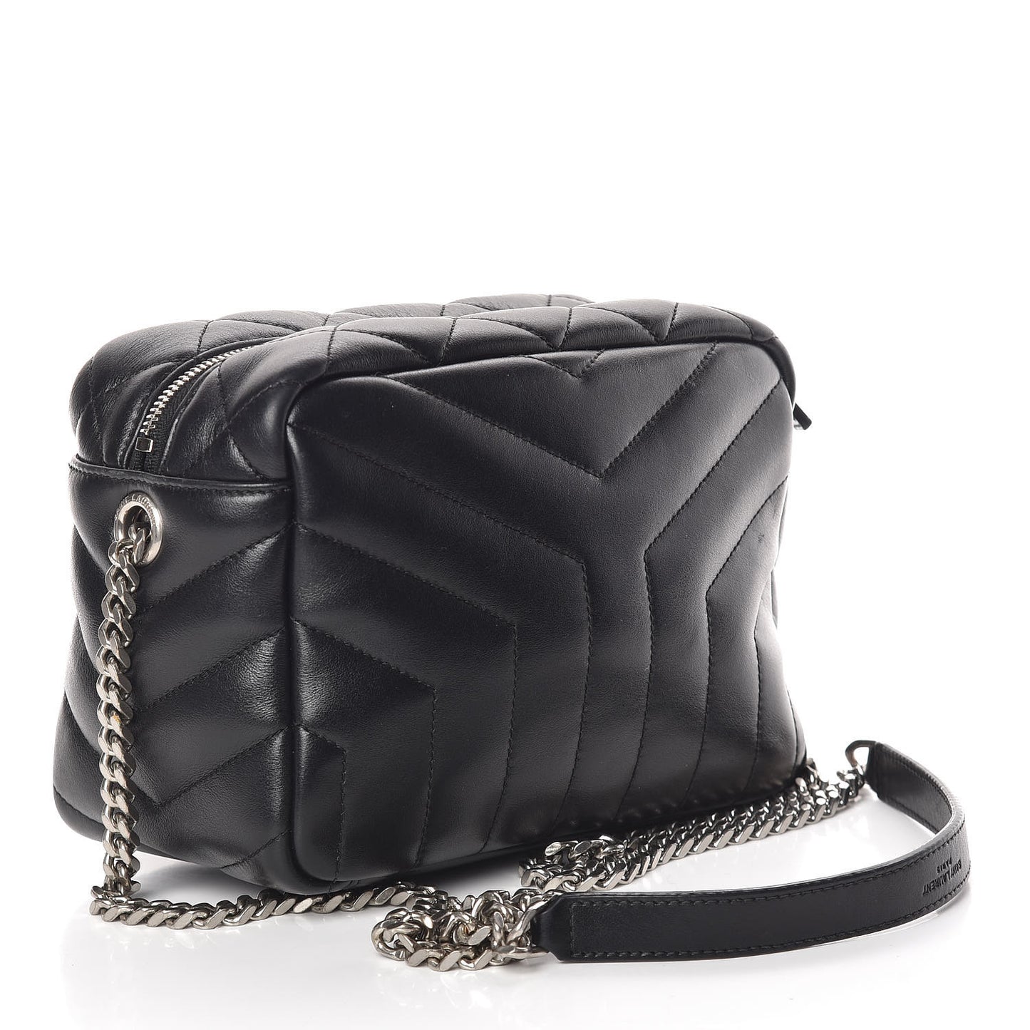 Calfskin Y Quilted Monogram Small Loulou Bowling Bag Black