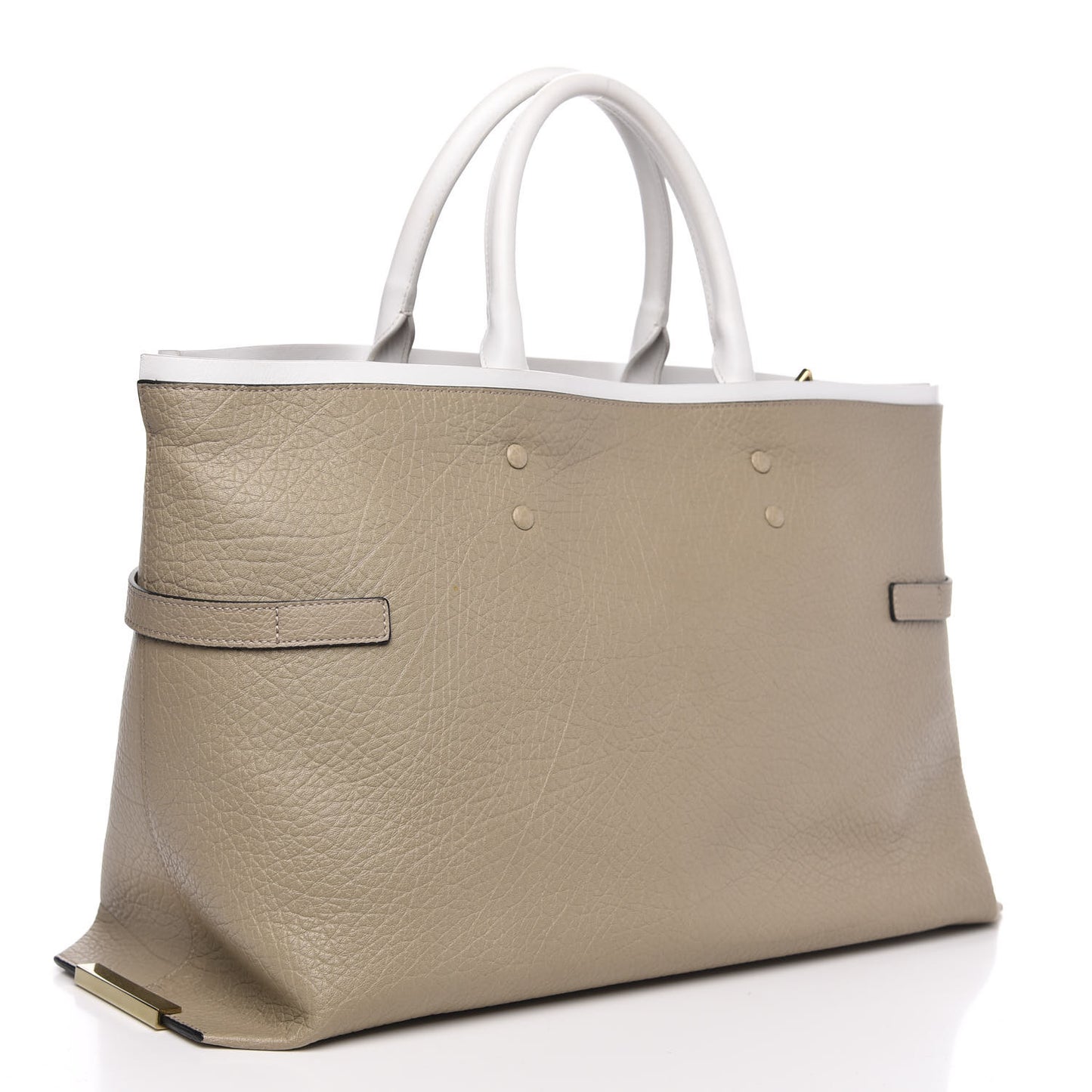 Grained Calfskin Large Charlotte Tote Motty Grey White