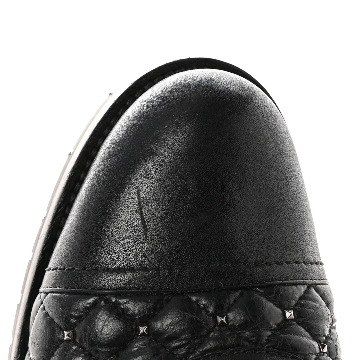 Crackled Lambskin Rockstud Spike 20mm Combat Boots 40 Black