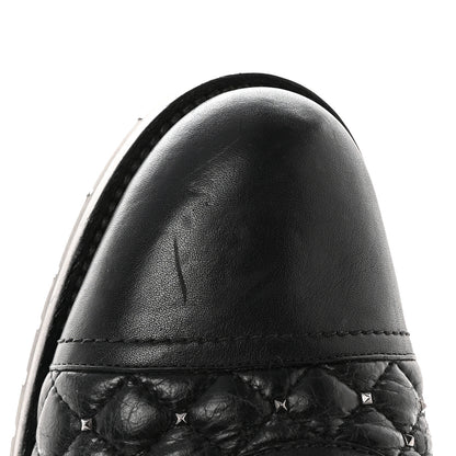 Valentino Garavani Crackled Lambskin Rockstud Spike 20mm Combat Boots 40 Black 11 of 17