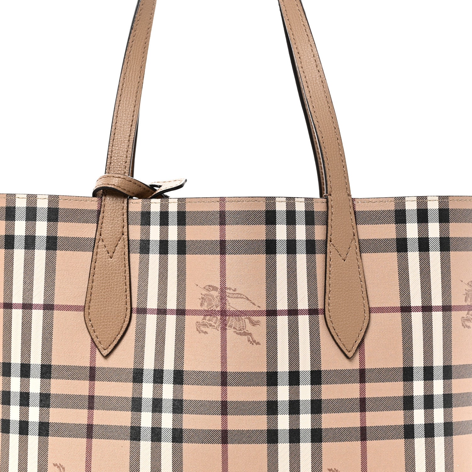 Burberry Grainy Calfskin Haymarket Check Medium Reversible Tote Mid Camel 13 of 18