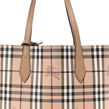 Burberry Grainy Calfskin Haymarket Check Medium Reversible Tote Mid Camel 13 of 18