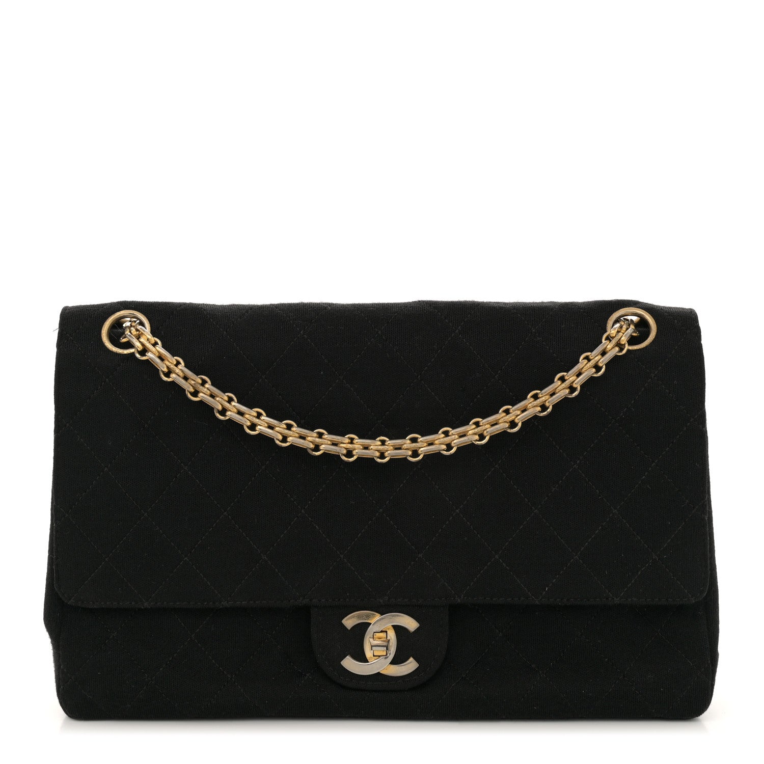 Chanel Jersey Quilted Medium Double Flap Black 1 of 12
