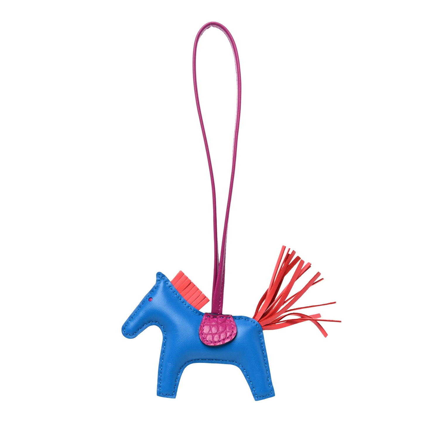 Milo Lambskin Matte Alligator Touch Grigri Rodeo Horse Bag Charm PM Bleu France Orange Poppy Framboise