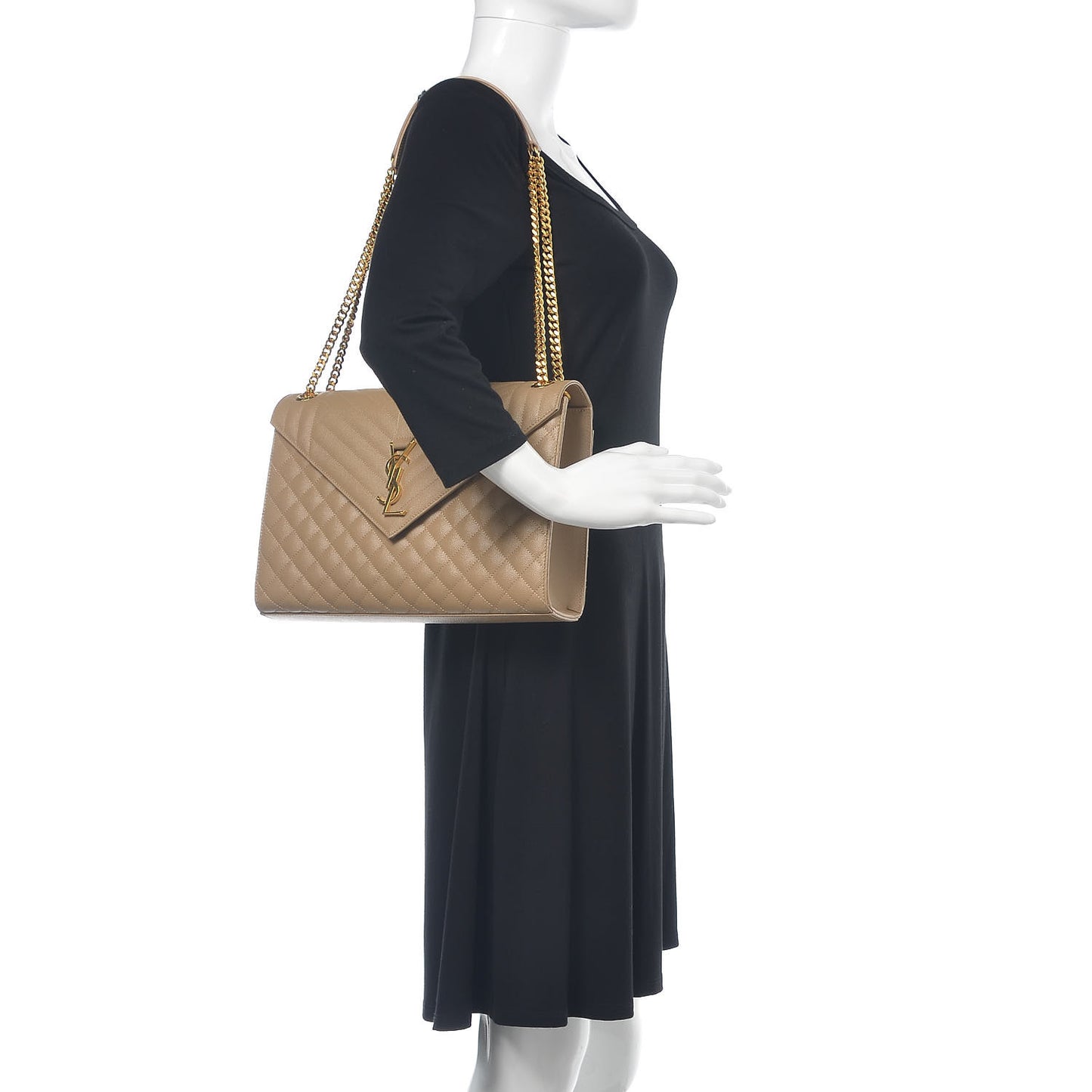 Grain De Poudre Mixed Matelasse Large Triquilt Monogram Satchel Dark Beige