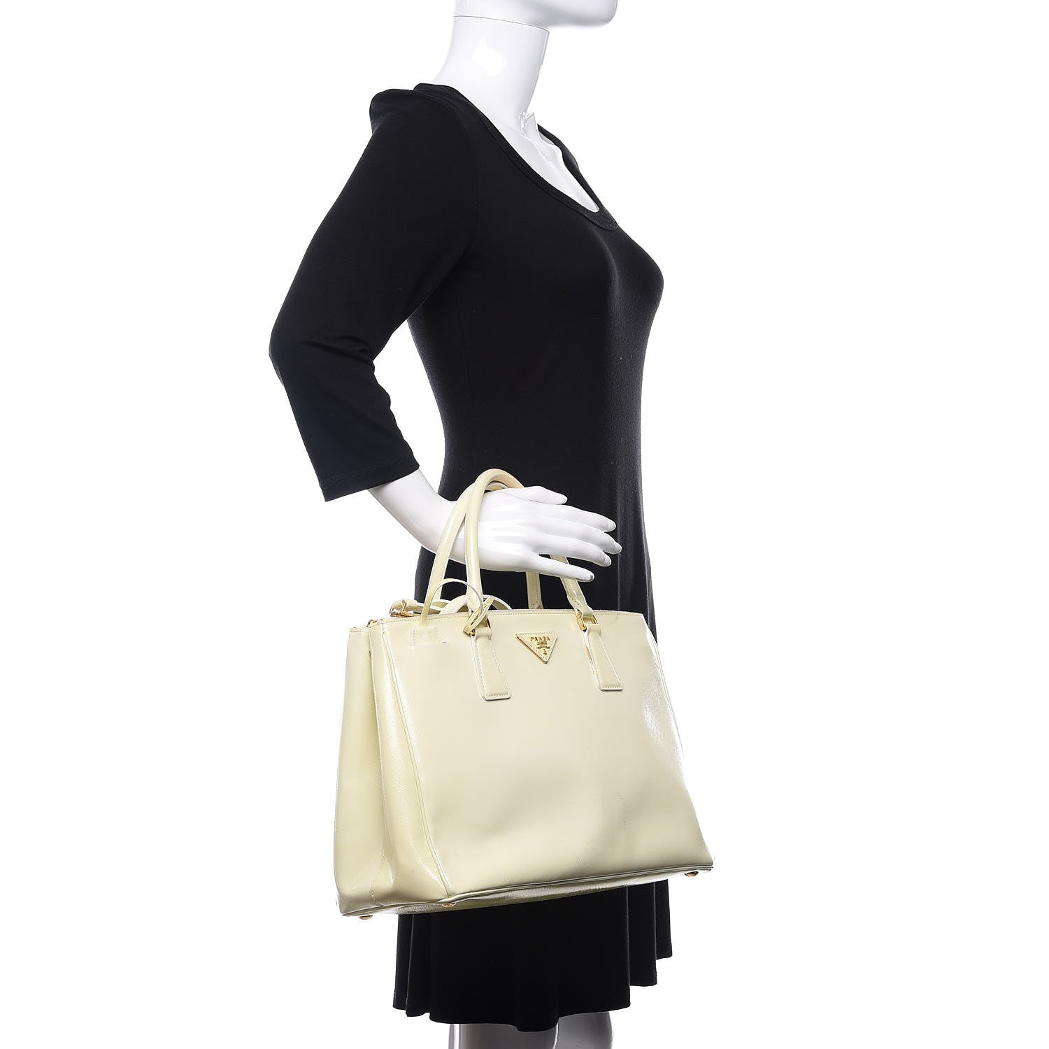 Prada Saffiano Vernice Medium Galleria Double Zip Tote Bianco 3 of 22