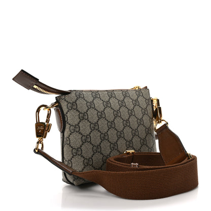 Gucci GG Supreme Monogram Azalea Calfskin Small Retro Interlocking G Wristlet Messenger Bag Beige Ebony Brown Sugar 3 of 8