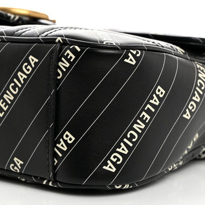 Gucci X BALENCIAGA Calfskin Matelasse Logo Print Small GG Marmont Shoulder Bag Black 10 of 10
