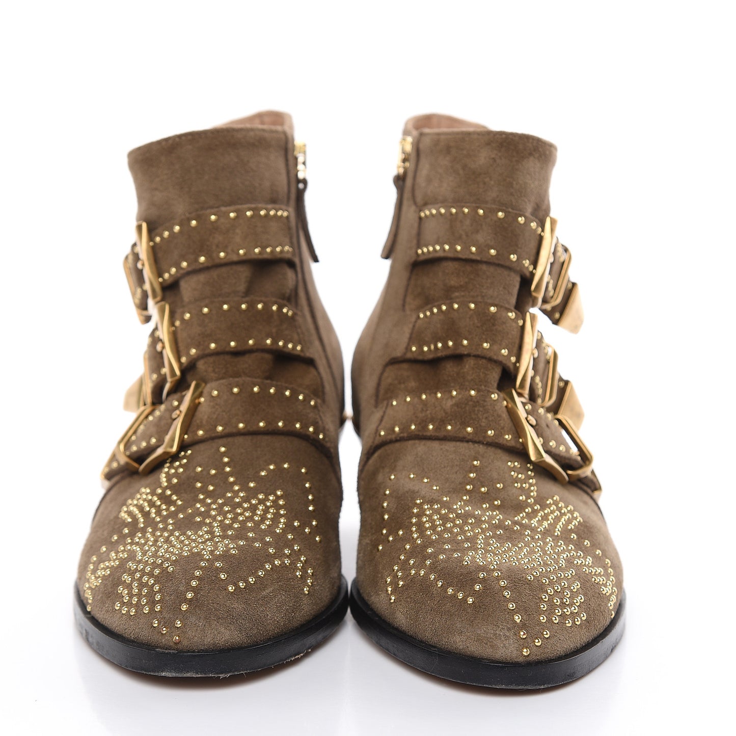 Suede Sheepskin Studded Susanna Ankle Boots 37.5 Green