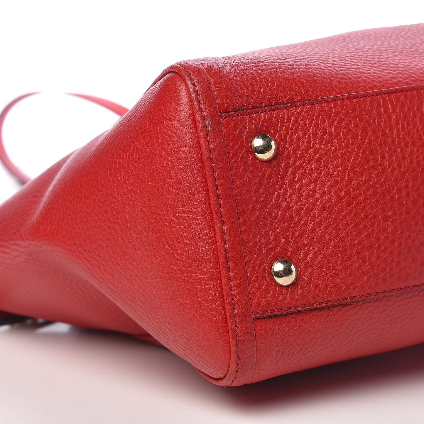 Pebbled Calfskin Small Soho Top Handle Bag Red