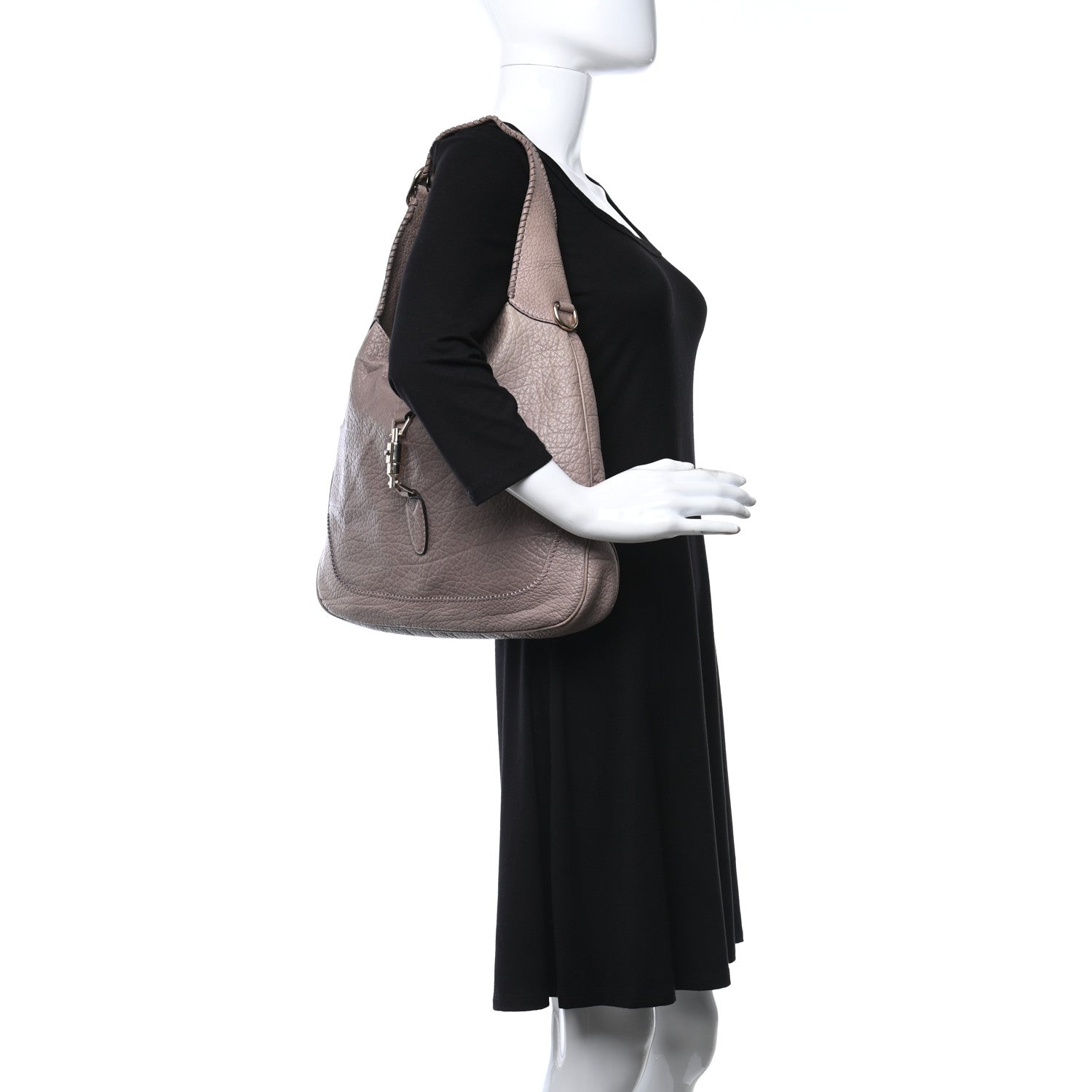 Gucci Pebbled Calfskin Medium New Jackie Shoulder Bag Grey 2 of 11