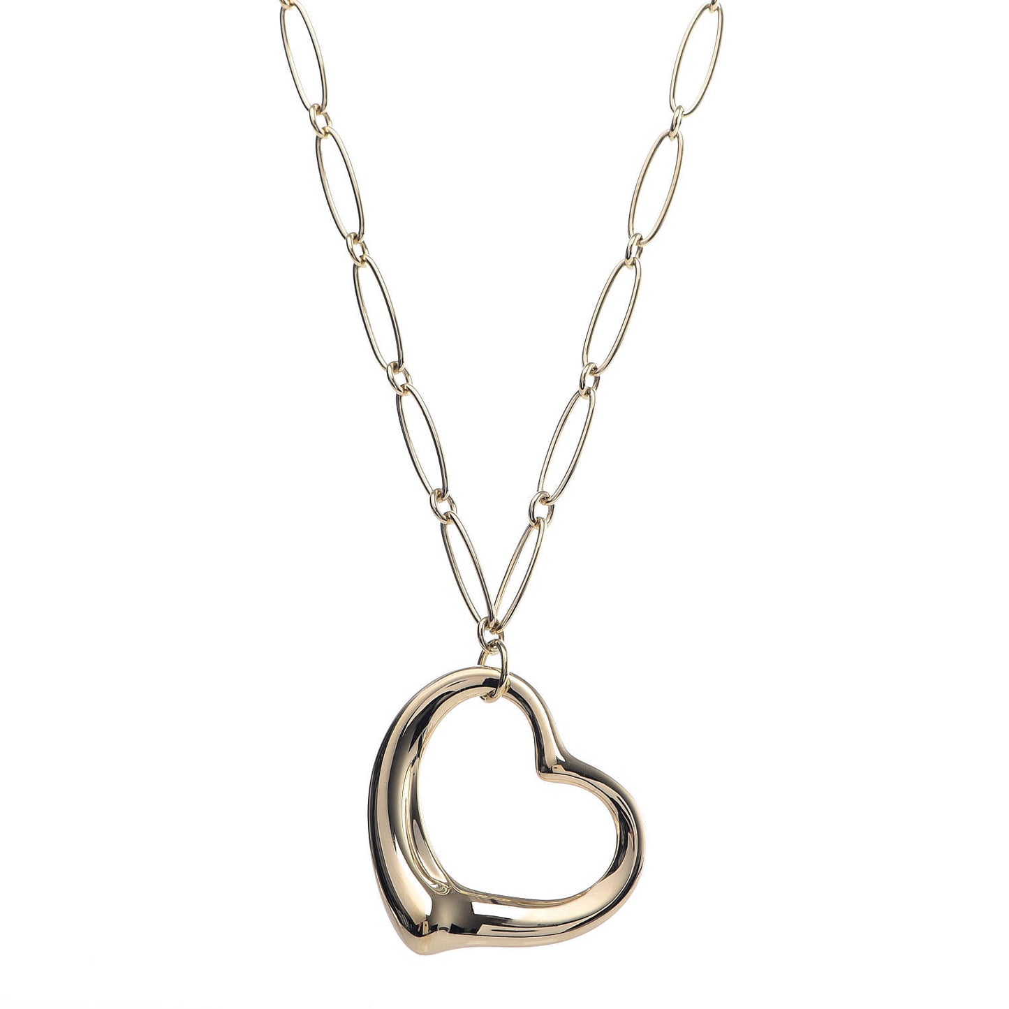 18K Yellow Gold Elsa Peretti Large Open Heart Pendant Necklace