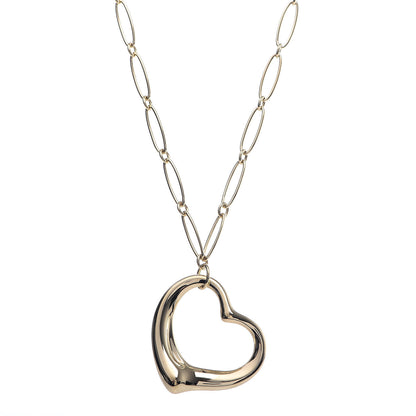 Tiffany 18K Yellow Gold Elsa Peretti Large Open Heart Pendant Necklace 1 of 8