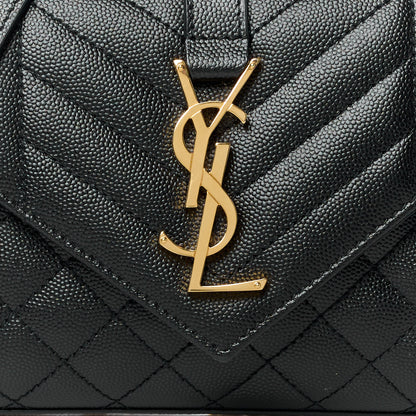 Saint Laurent Grain De Poudre Textured Mixed Matelasse Triquilt Small Monogram Satchel Black 9 of 11
