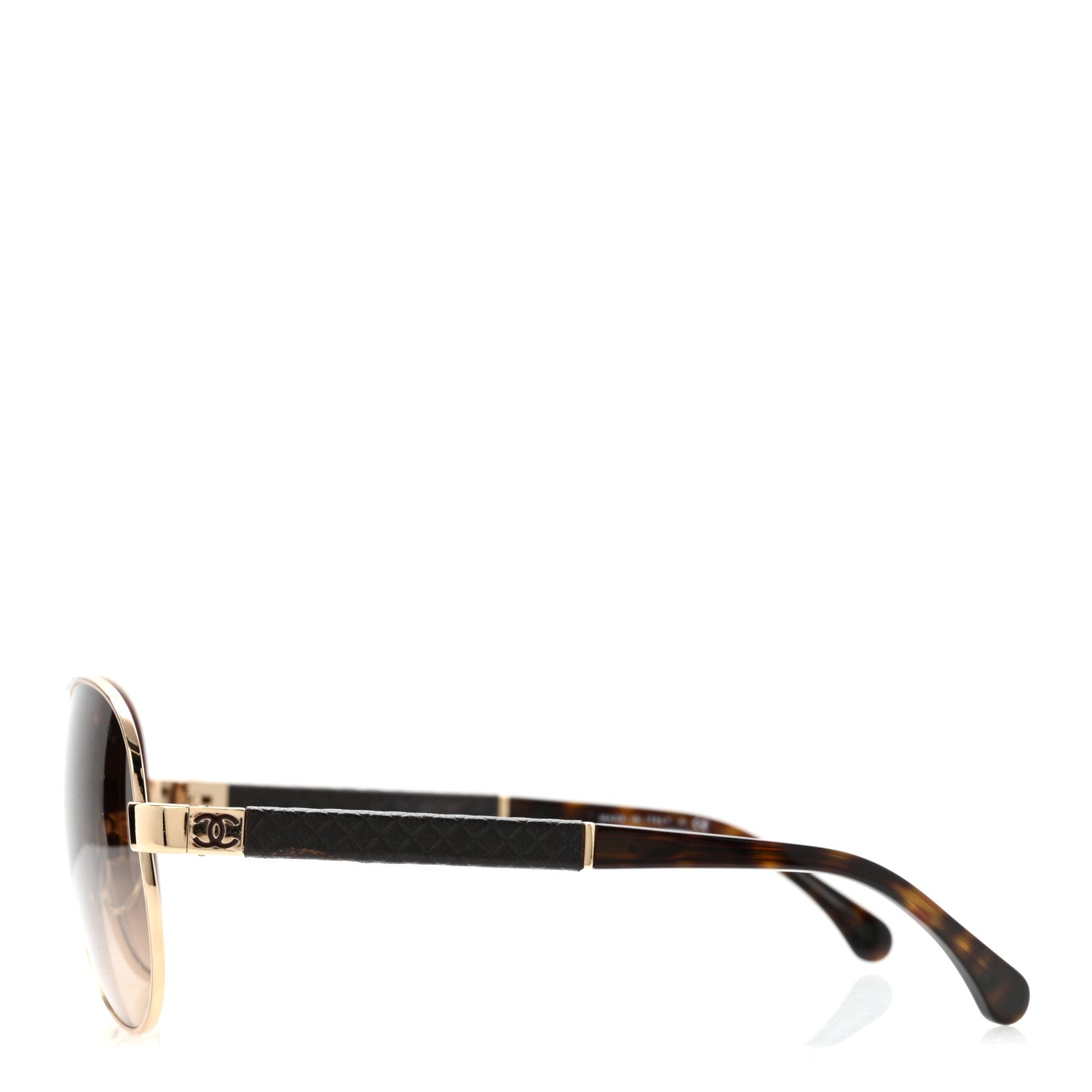 Chanel Lambskin Quilted CC Aviator Sunglasses 4195-Q Black 1857126