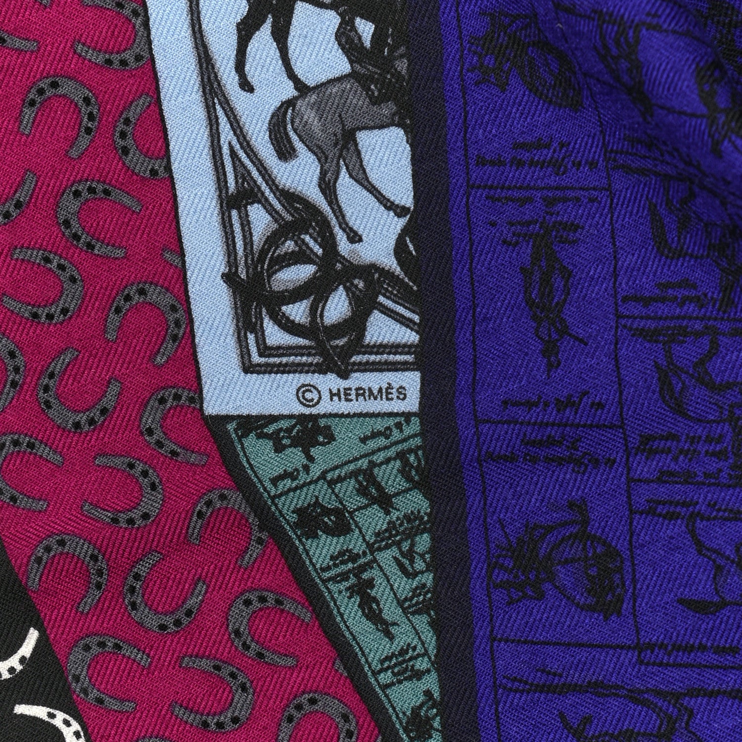 Hermes Cashmere Silk A Cheval Sur Mon Carre Shawl 140 3 of 5
