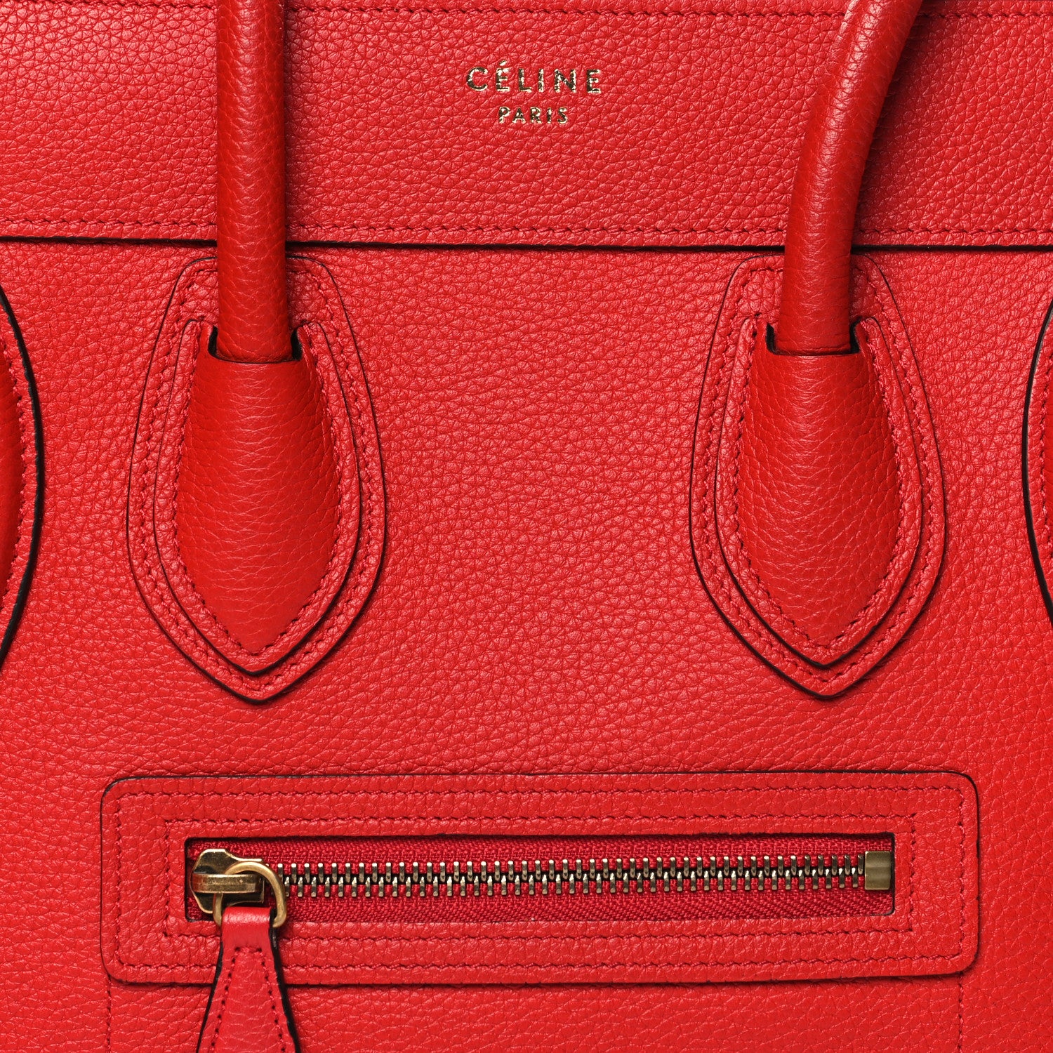 Celine Drummed Calfskin Micro Luggage Red 7 of 9